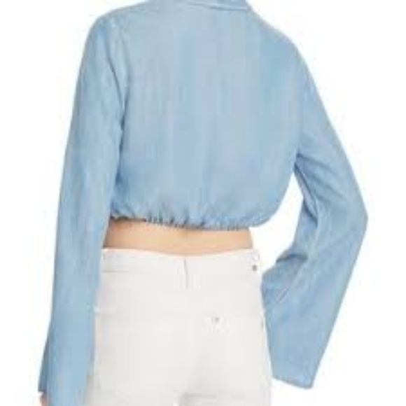 GUESS Denim Blue Long Sleeve Crop - Size S - Picture 2 of 6